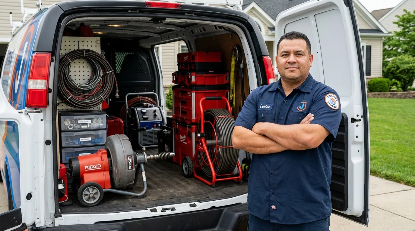 Professional drain cleaning equipment and Johns Plumbing LLC plumber in Breaux Bridge