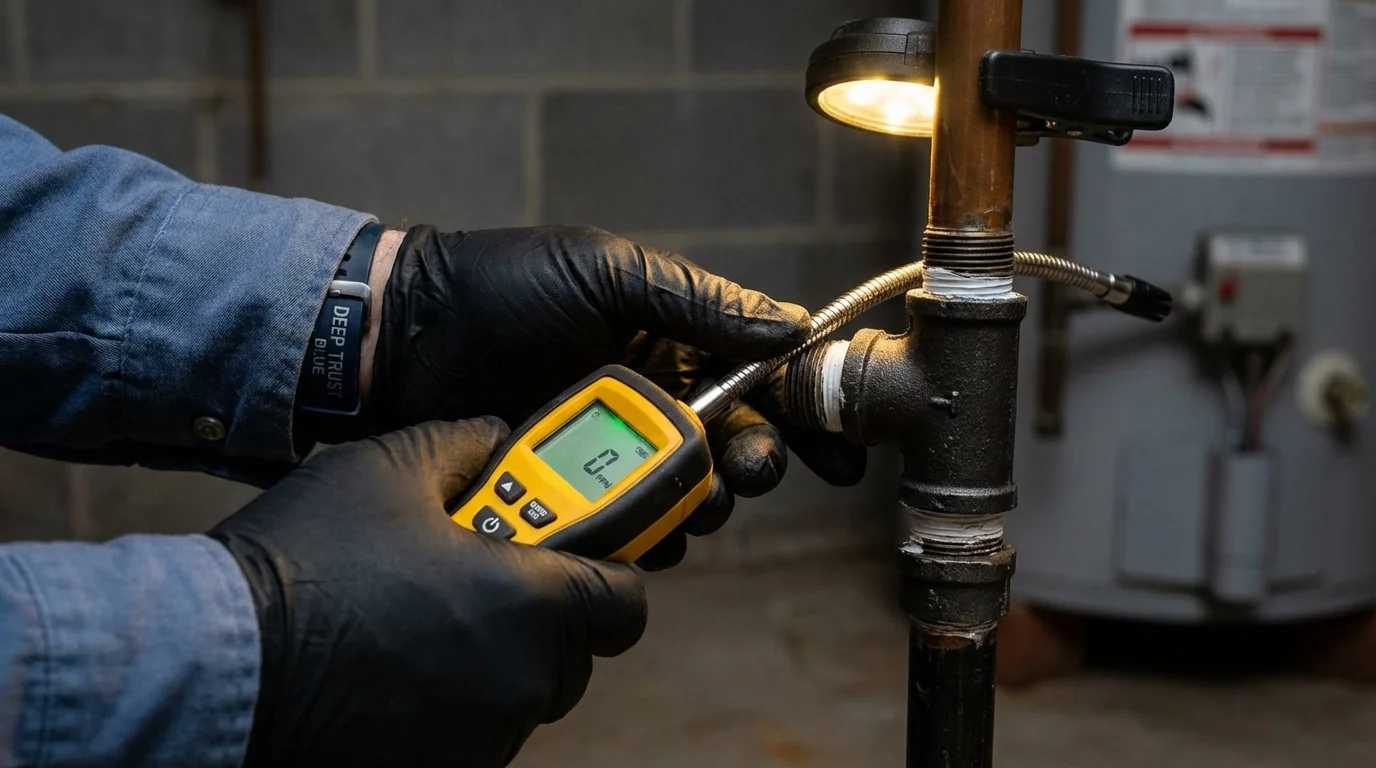 Gas leak detection with electronic sniffer by Johns Plumbing LLC in Breaux Bridge